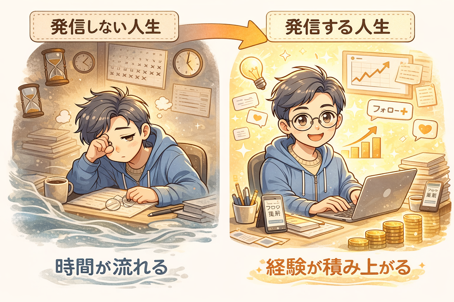 結論：稼ぐ思考の前に経験を吐き出す思考が大事