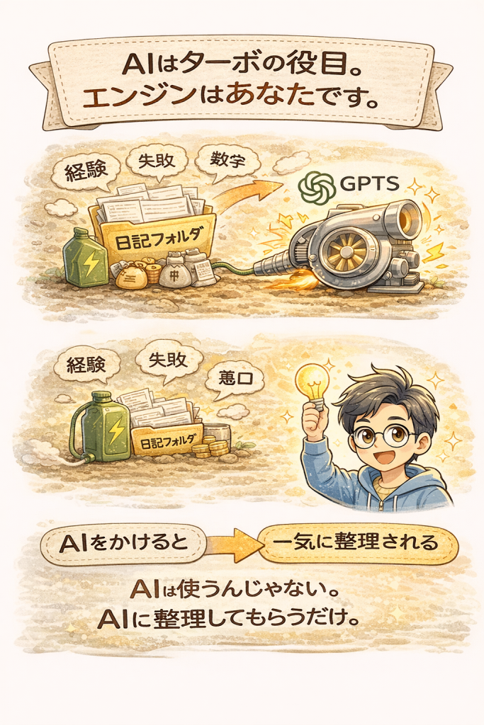 AIはターボの役目。エンジンはあなたです。